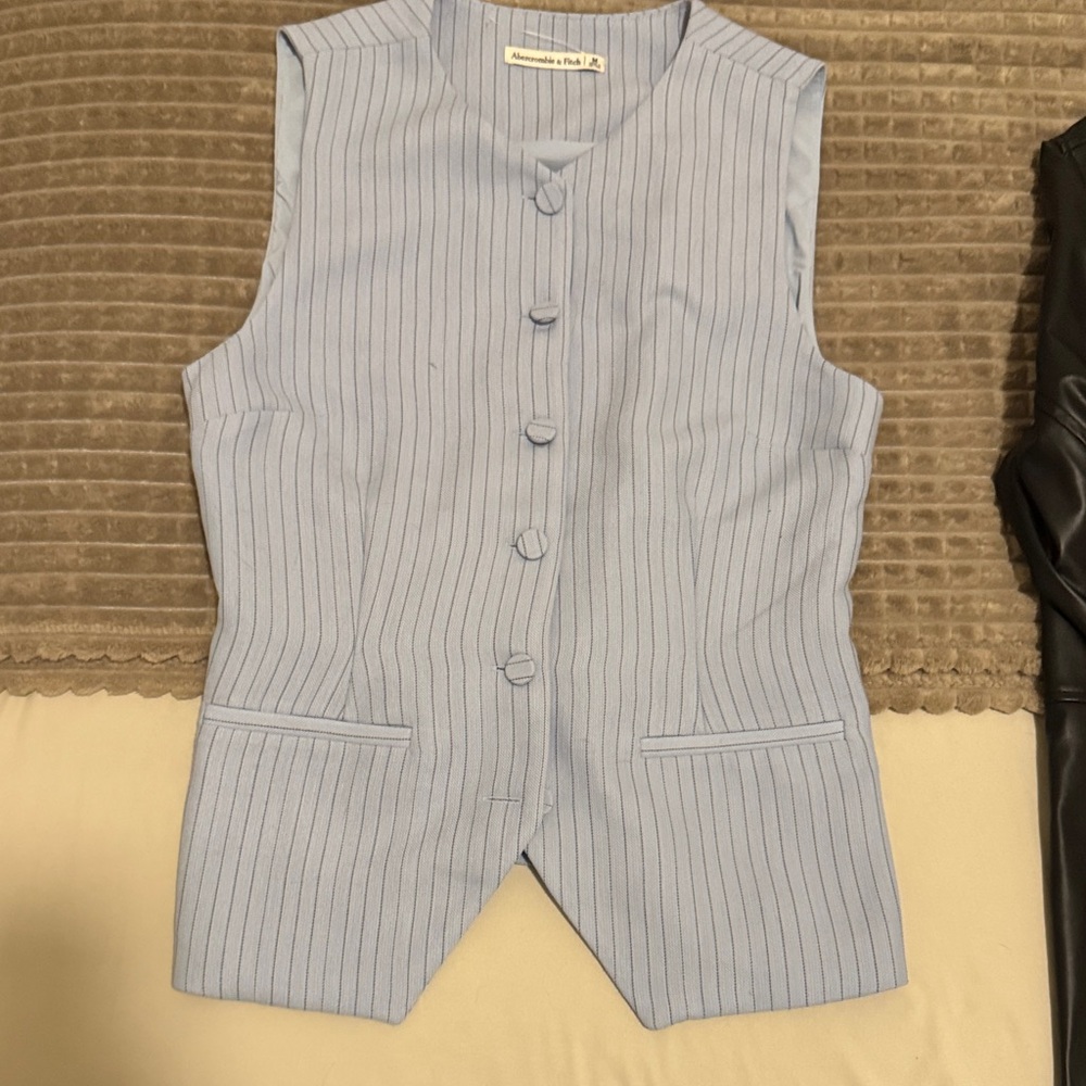 Abercrombie & Fitch Light Blue Pinstripe Vest
